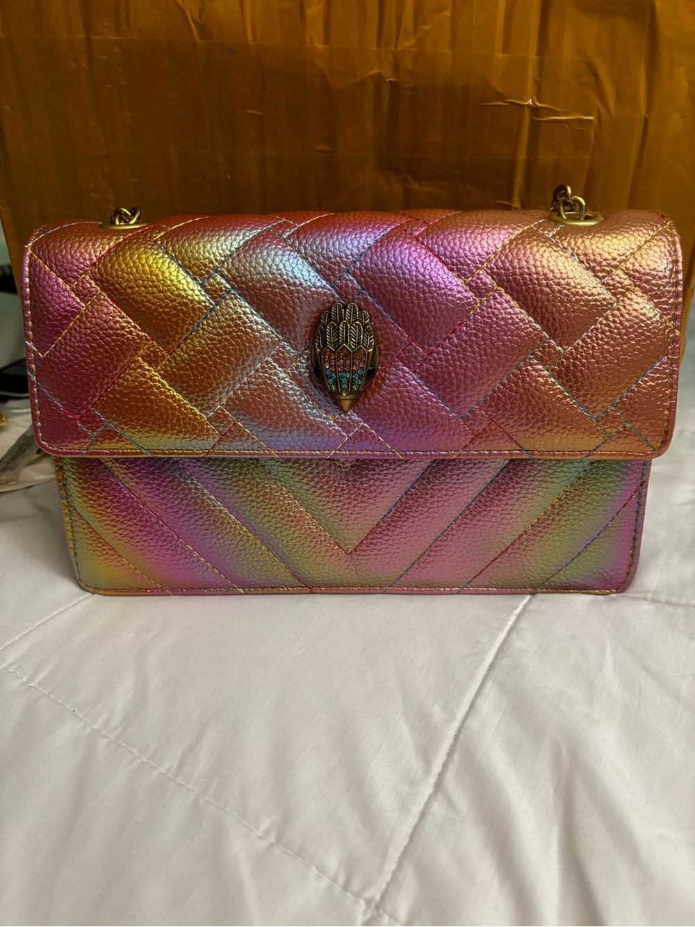 Brand New!! Iridescent Quilted Shoulder Bag in Pink-Gold - Picture 6 of 8